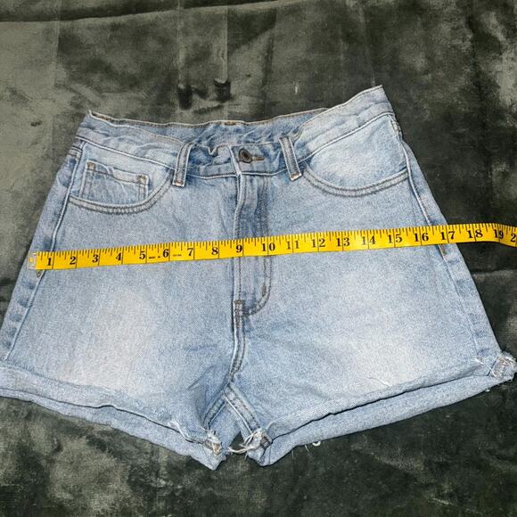 John Galt Denim Shorts Women Medium Blue 100% Cotton Medium Wash Pockets Raw Hem - Picture 4 of 7